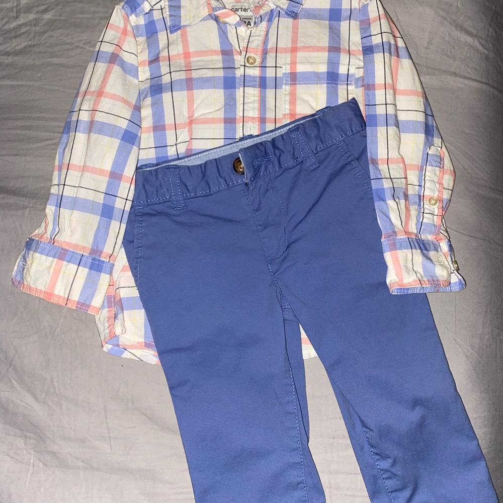 Carter's Plaid Shirt and Blue Pants Set